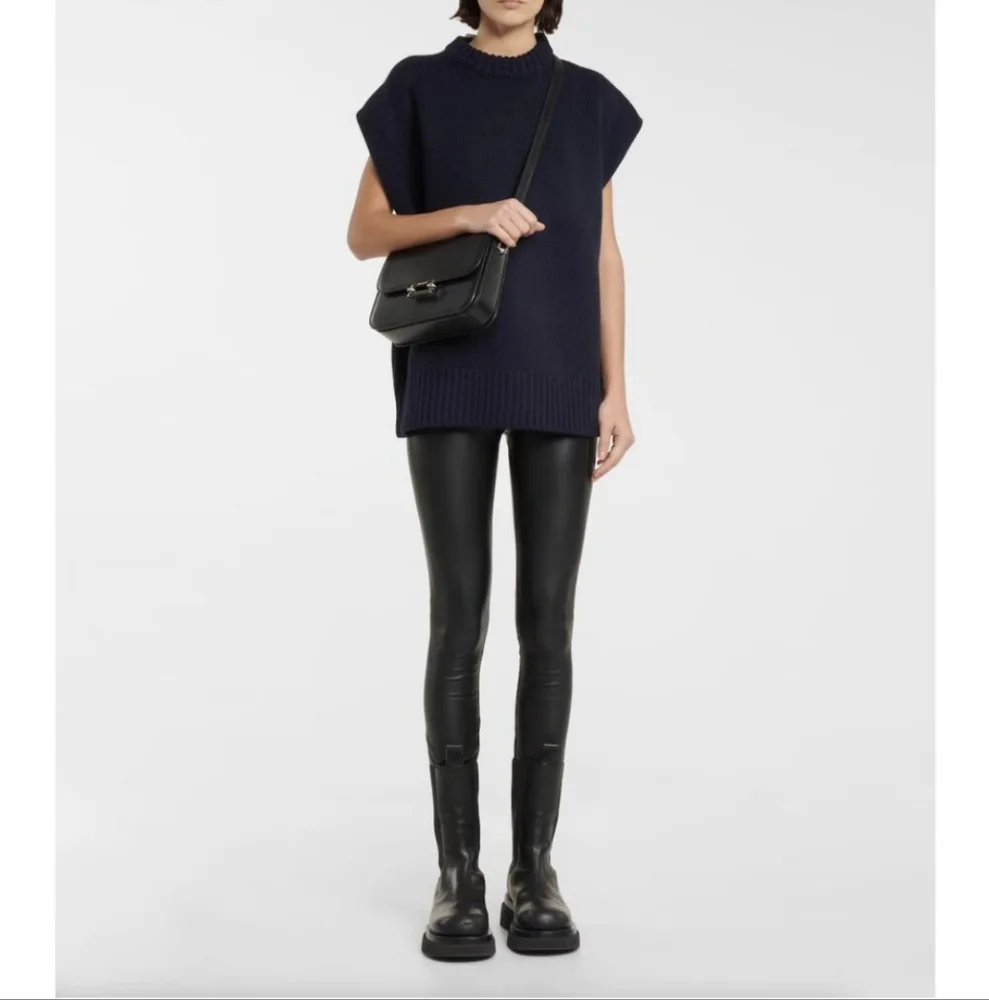 WOLFORD Edie Faux Leather Leggings in Gray Size 6 - Picture 2 of 12